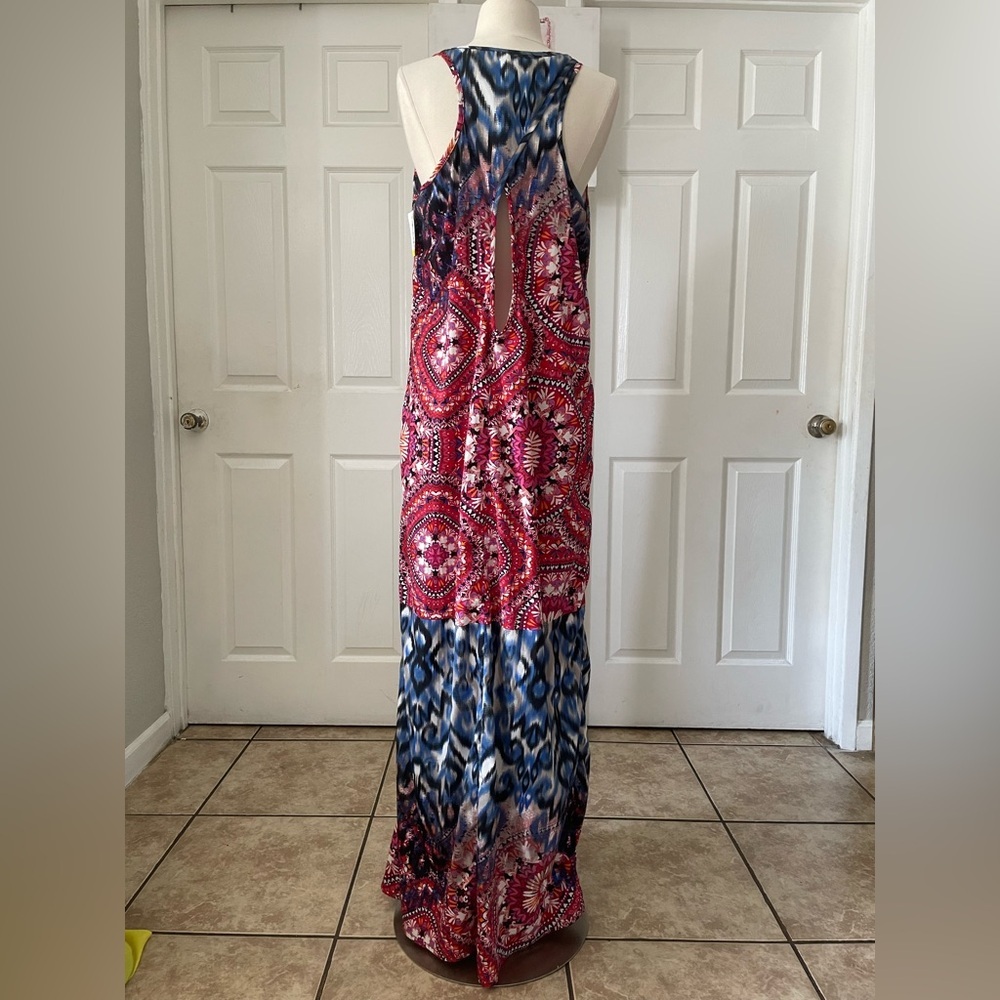 Alberto Makali Pink and Blue Printed Maxi Dress - Picture 6 of 8